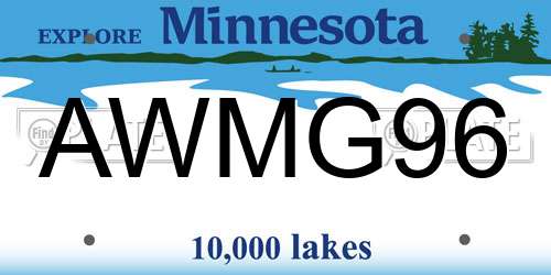 AWMG96 Minnesota License Plate