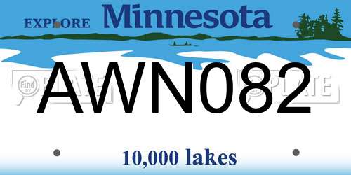 AWN082 Minnesota License Plate