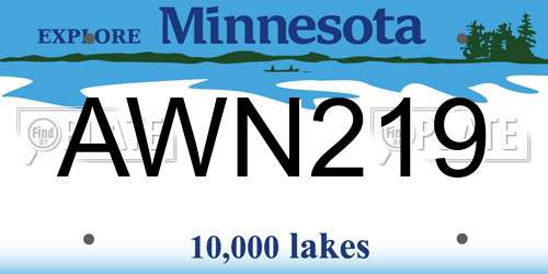 AWN219 Minnesota License Plate