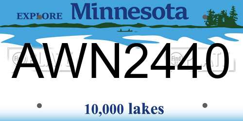AWN2440 Minnesota License Plate