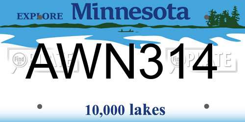 AWN314 Minnesota License Plate