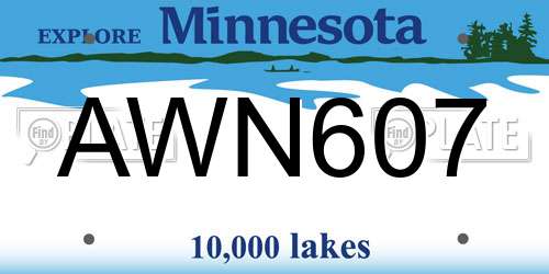 AWN607 Minnesota License Plate