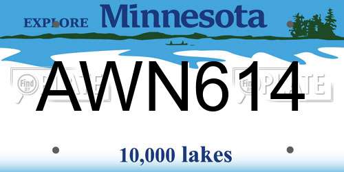 AWN614 Minnesota License Plate