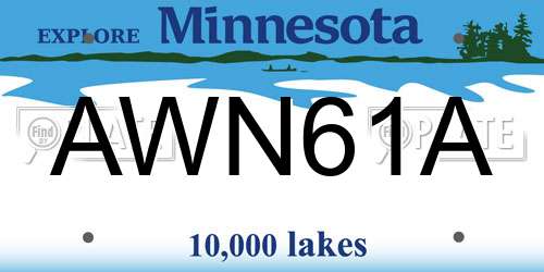 AWN61A Minnesota License Plate