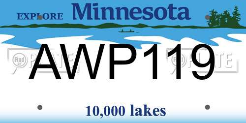 AWP119 Minnesota License Plate