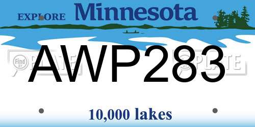AWP283 Minnesota License Plate