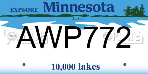 AWP772 Minnesota License Plate