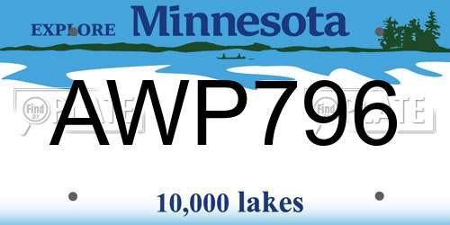 AWP796 Minnesota License Plate