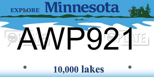 AWP921 Minnesota License Plate