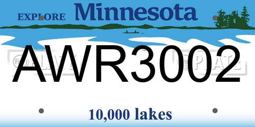 AWR3002 Minnesota License Plate