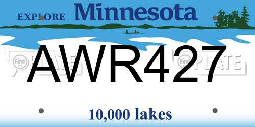 AWR427 Minnesota License Plate