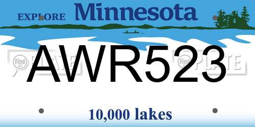 AWR523 Minnesota License Plate