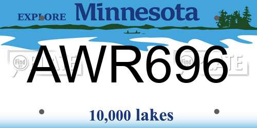 AWR696 Minnesota License Plate