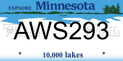 AWS293 Minnesota License Plate