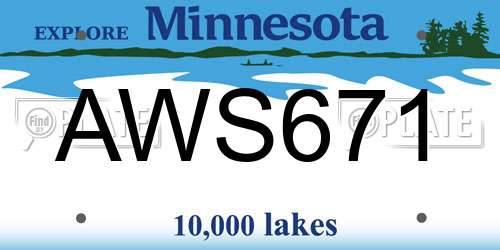 AWS671 Minnesota License Plate