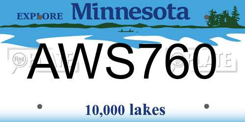 AWS760 Minnesota License Plate