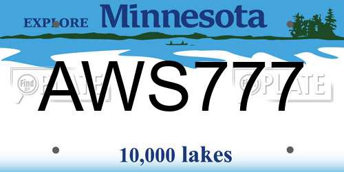 AWS777 Minnesota License Plate