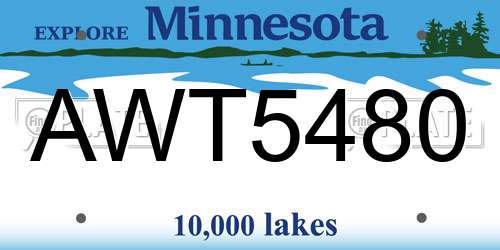 AWT5480 Minnesota License Plate