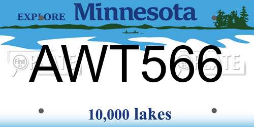 AWT566 Minnesota License Plate