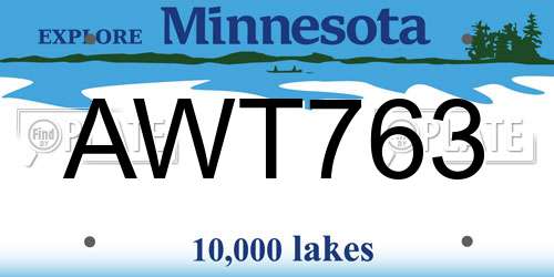 AWT763 Minnesota License Plate