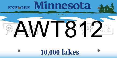AWT812 Minnesota License Plate