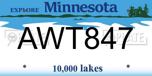 AWT847 Minnesota License Plate