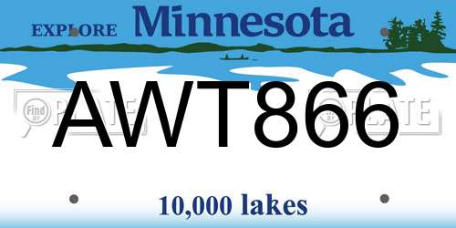AWT866 Minnesota License Plate
