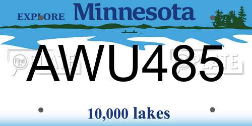 AWU485 Minnesota License Plate