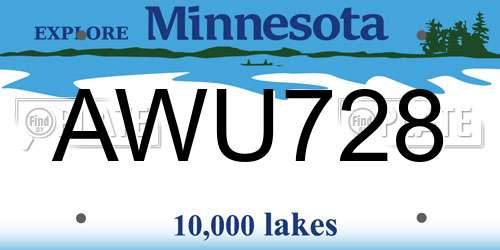 AWU728 Minnesota License Plate