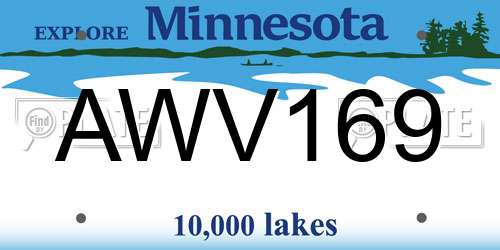 AWV169 Minnesota License Plate