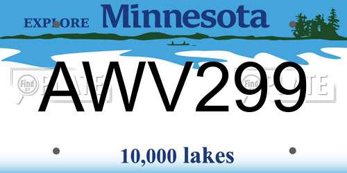 AWV299 Minnesota License Plate