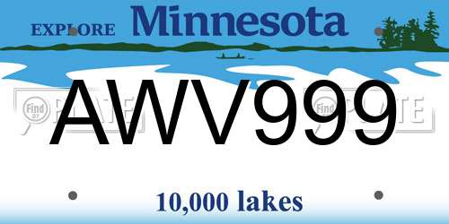 AWV999 Minnesota License Plate