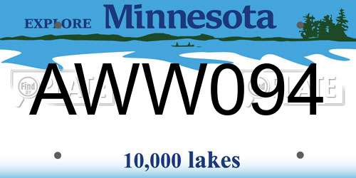 AWW094 Minnesota License Plate