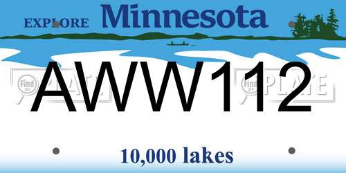 AWW112 Minnesota License Plate