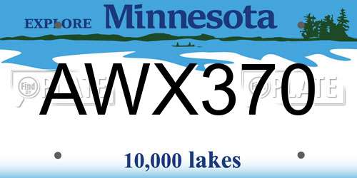 AWX370 Minnesota License Plate