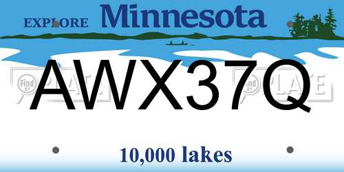 AWX37Q Minnesota License Plate