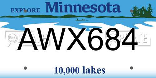 AWX684 Minnesota License Plate