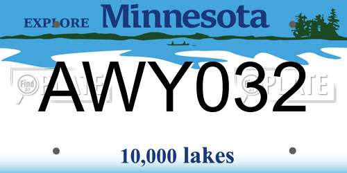 AWY032 Minnesota License Plate
