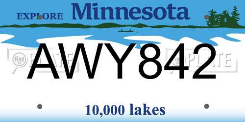 AWY842 Minnesota License Plate
