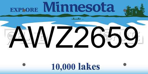 AWZ2659 Minnesota License Plate