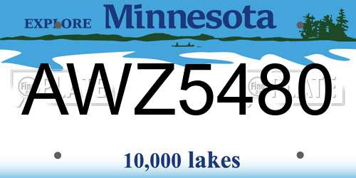 AWZ5480 Minnesota License Plate