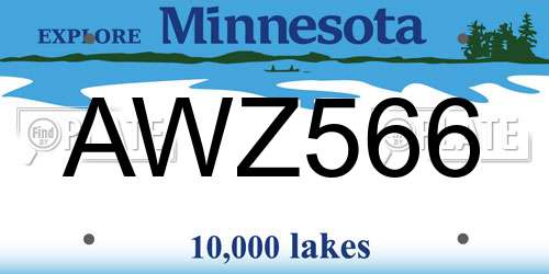 AWZ566 Minnesota License Plate