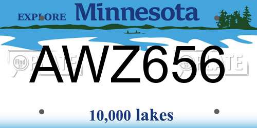 AWZ656 Minnesota License Plate