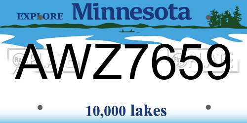 AWZ7659 Minnesota License Plate