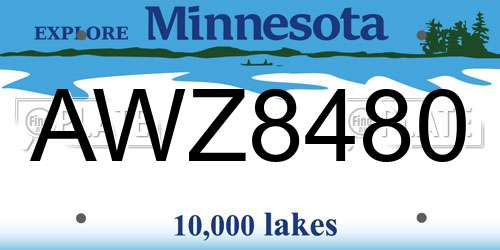AWZ8480 Minnesota License Plate