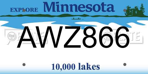 AWZ866 Minnesota License Plate