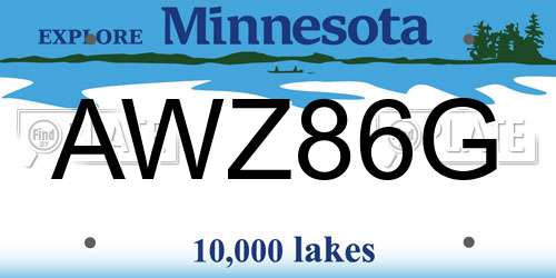 AWZ86G Minnesota License Plate