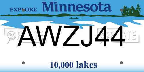 AWZJ44 Minnesota License Plate
