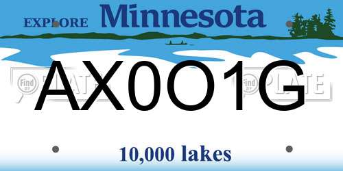 AX0O1G Minnesota License Plate