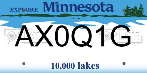 AX0Q1G Minnesota License Plate